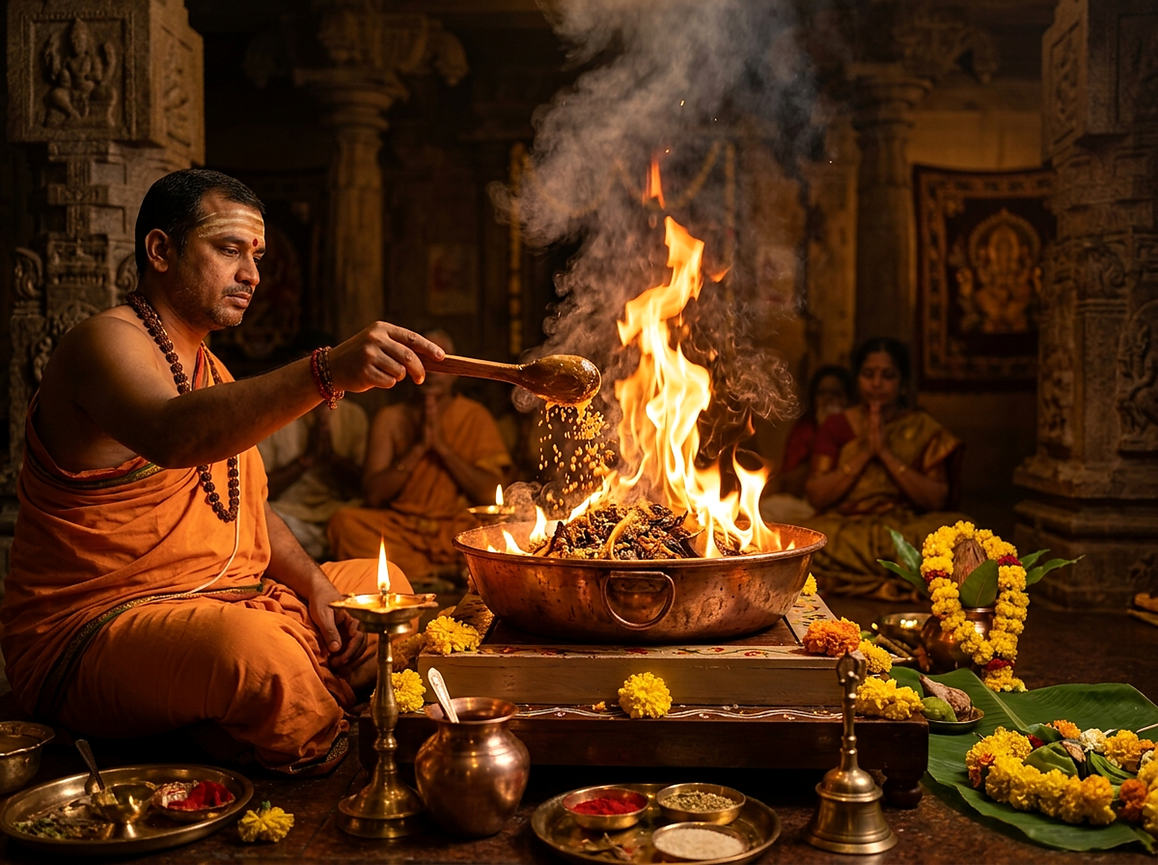 Sacred Agni Hawan Kund fire ritual for positive energy and Vedic blessings in Bangalore